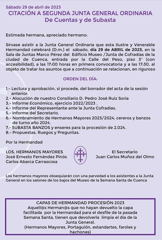 Citación Junta General Ordinaria 2023